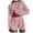 Pink, variant on Riforla Womens Summer Fashion Casual Two Piece Outfits Casual Shorts Set O Neck Long Sleeve Tops and Shorts Tracksuit Two Piece Sets for Women Green M