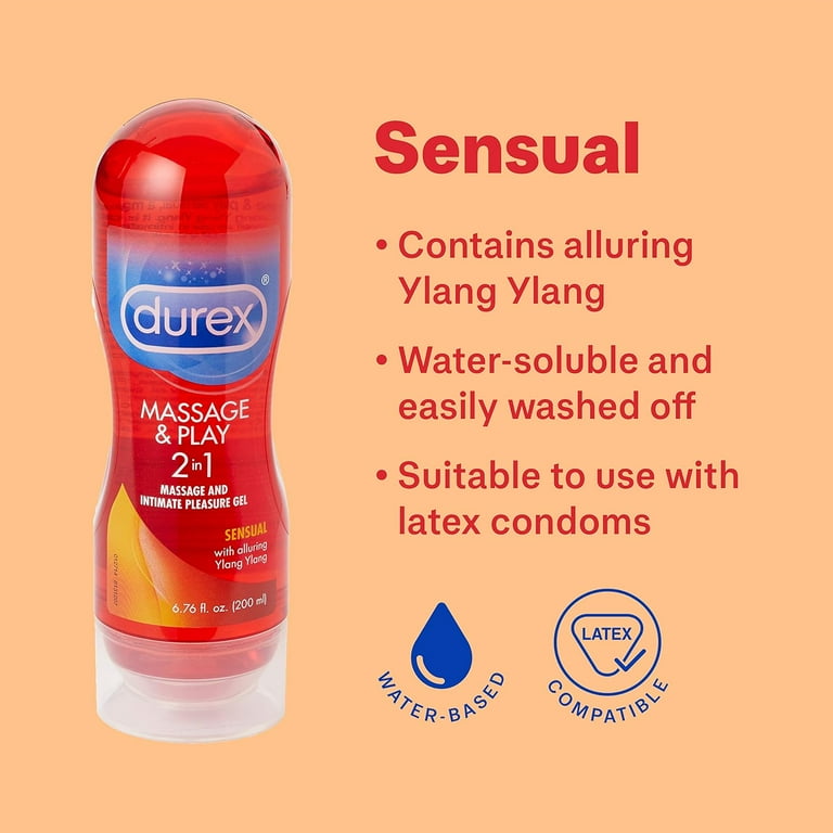 Durex Water Based Lube, Touch & Play Personal Lubricant with Ylang Ylang  for Women & Men, 6.76 FL OZ - 2 Pack