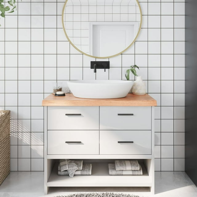 vidaXL Bathroom Countertop Light Brown 100x40x(2-6)cm Treated Solid Wood