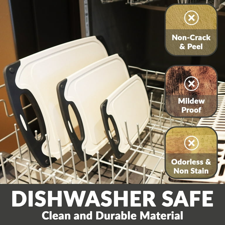 Klex EcoWheat Cutting Board for Kitchen (Set of 3), Dishwasher Safe BPA Free Straw, Beige
