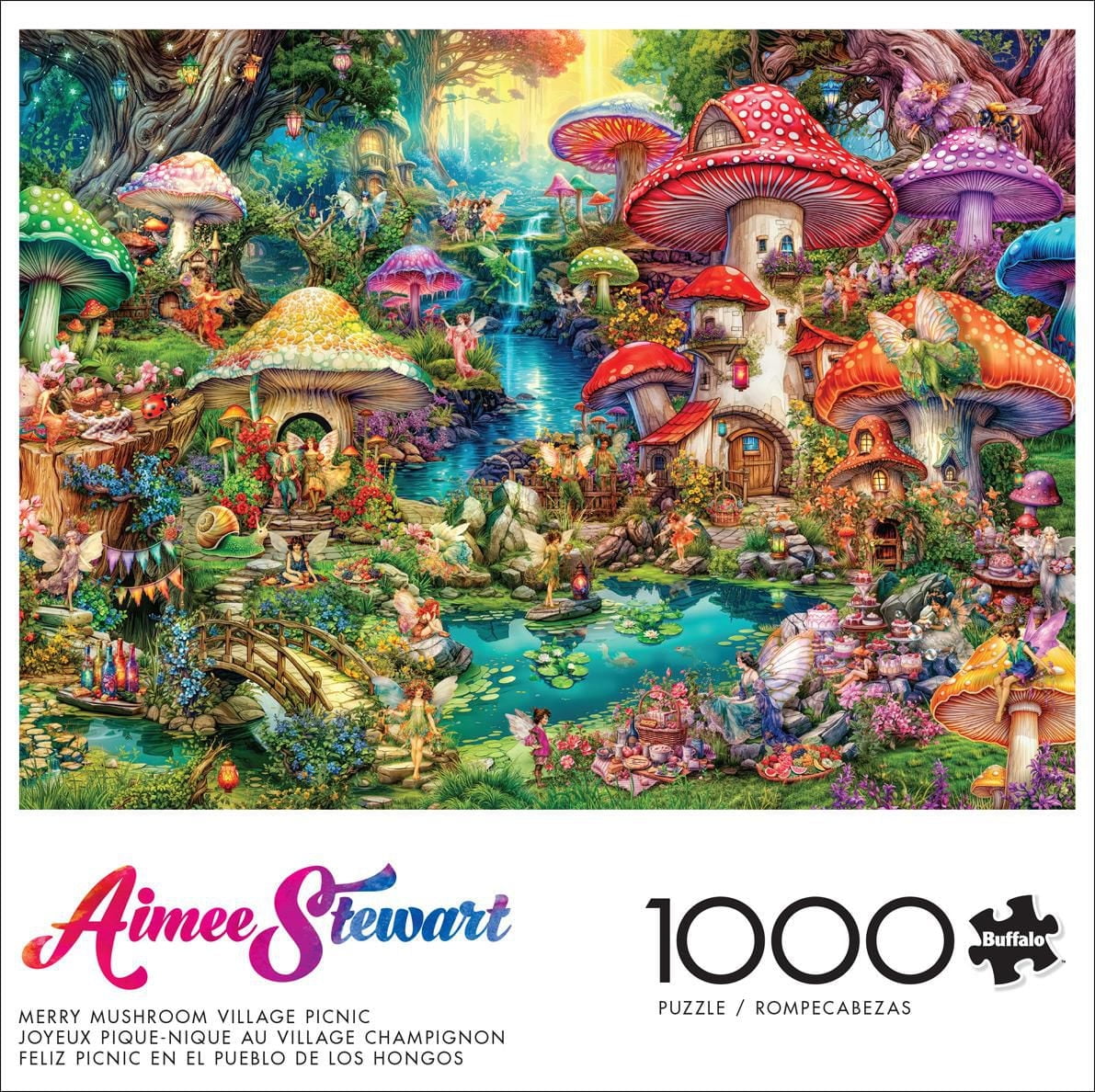 Buffalo Games - Aimee Stewart - Merry Mushroom Village Picnic - 1000 Piece Jigsaw Puzzle