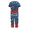 thumbnail image 5 of 4th of July Pajamas for Women Set Soft Comfy Pajamas Red Blue and White Star Print Short Sleeve Tops Capri Pants Pjs Set with Pockets, 5 of 6