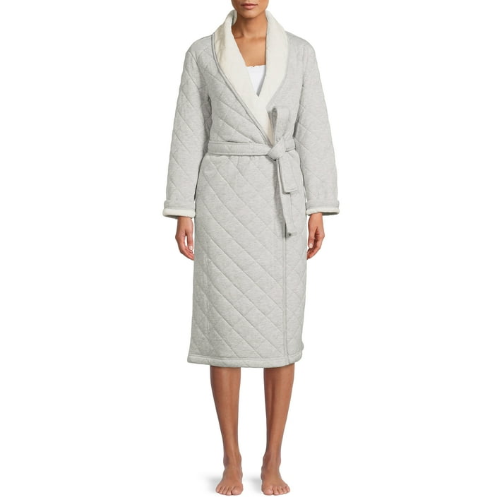 Joyspun Women's Quilted Robe, Sizes up to 3X
