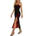 thumbnail image 4 of INSPIRE CHIC Women's Mesh Sleeveless High Slit Party Club Bodycon Maxi Dresses S Black Red, 4 of 6
