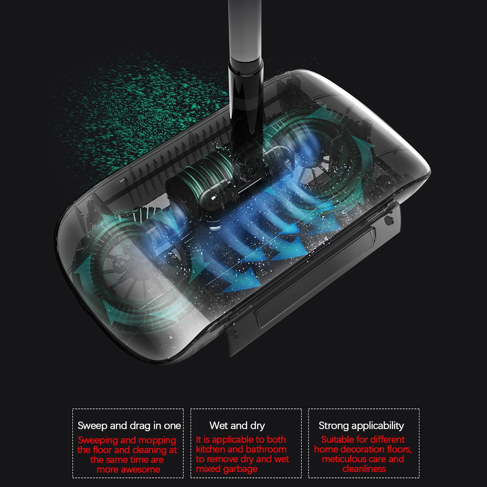 Wet Dry Vacuum Cleaner Broom Robot Vacuum Cleaner Floor Home Kitchen Sweeper Mopping Sweeping Machine Magic Handle Household Electric Floor Mops Floor Cleaning