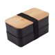 thumbnail image 4 of Recipiente Doble Capa Caja Bento Compartimentos con Tapa Bambú y Cubiertos Portátil PP Elegante Adecuada para Oficina Hogar Viajes Picnic Negro, 4 of 9