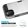 thumbnail image 6 of Apple iPhone 11 PRO MAX Phone Case Wallet Credit Card Holder Defender Rubber Bumper Hard PC Back ID Card Slots Pocket Hybrid Brushed [Dual Layers] Shockproof SILVER Cover for Apple iPhone 11 Pro Max, 6 of 7
