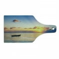 thumbnail image 1 of Landscape Cutting Board, Sun Rising over Ocean on Maldives Seascape Photo Majestic Morning Scenery, Tempered Glass Cutting and Serving Board, Wine Bottle Shape, Blue Coral Yellow, by Ambesonne, 1 of 1