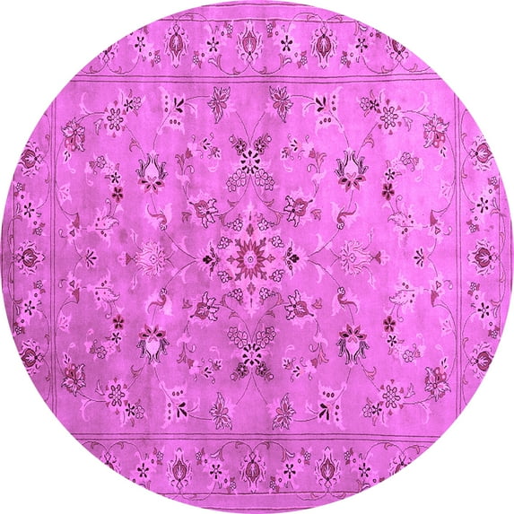 Ahgly Company Indoor Round Abstract Purple Contemporary Area Rugs, 3' Round