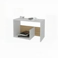 thumbnail image 3 of White and Light Oak Side Table in Melamine - Perfect for Clutter-Free Organization, 3 of 7