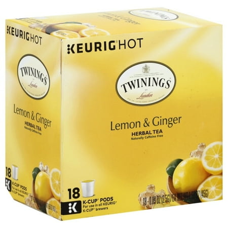 - Twinings of London® Lemon & Ginger Herbal Tea 18 ct K-Cup® Pods 1.58 oz. Box