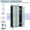 Fesbos 3Door Metal Locker, Large Steel Storage for School, Gym