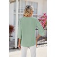 thumbnail image 2 of Women's Solid Color V-Neck Mid-Sleeve Chiffon Top Ladies Chiffon Shirt, 2 of 3