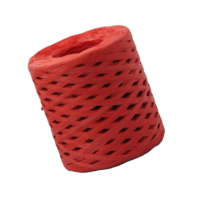 Rongfmy 200M/Roll Raffia Paper Ribbon Decor Recyclable for Weaving Gift Wrapping Red