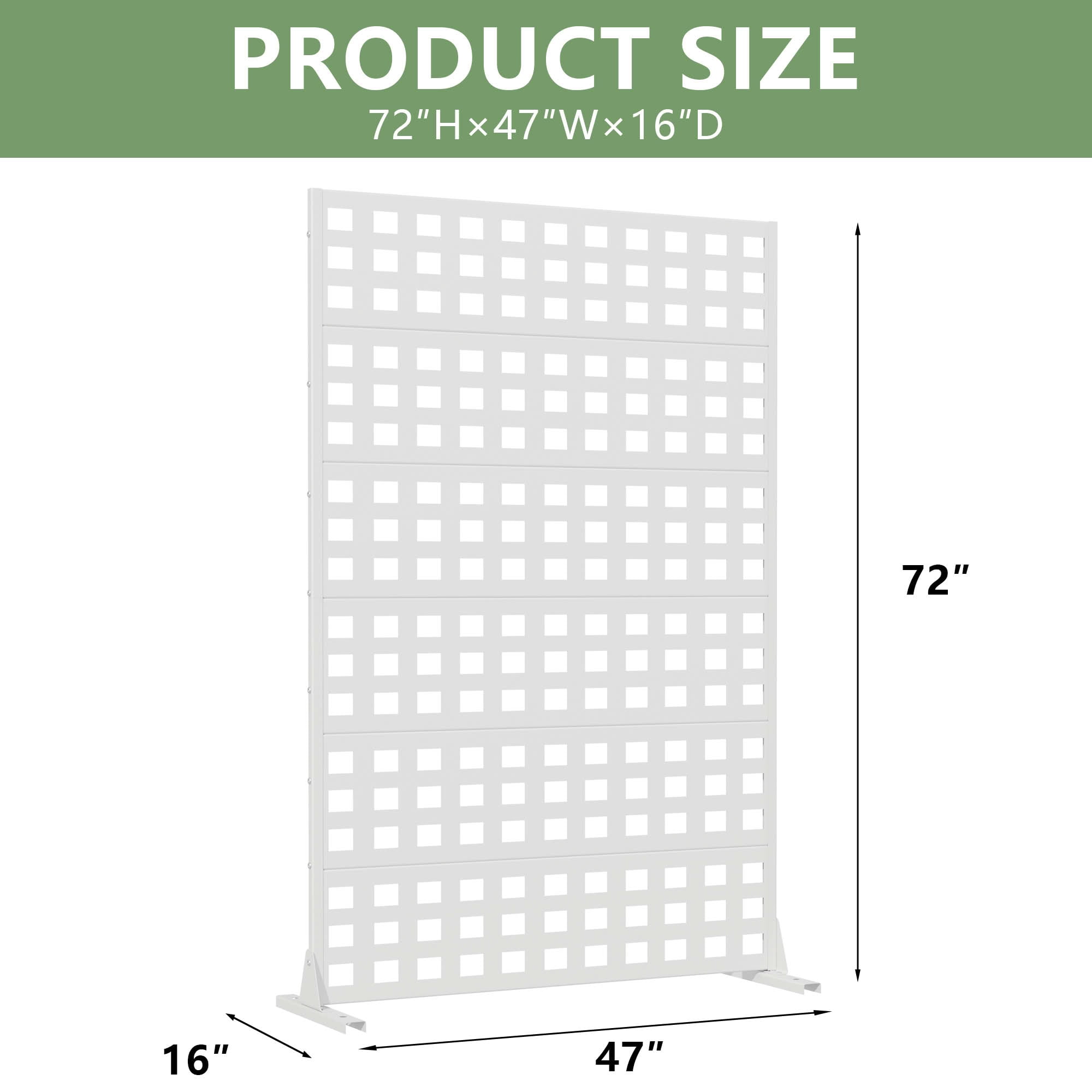 MAYEERTY Outdoor Metal Privacy Screen 6ft × 4ft White, 6-Panel Lattice Pattern, Rust-Resistant for Garden