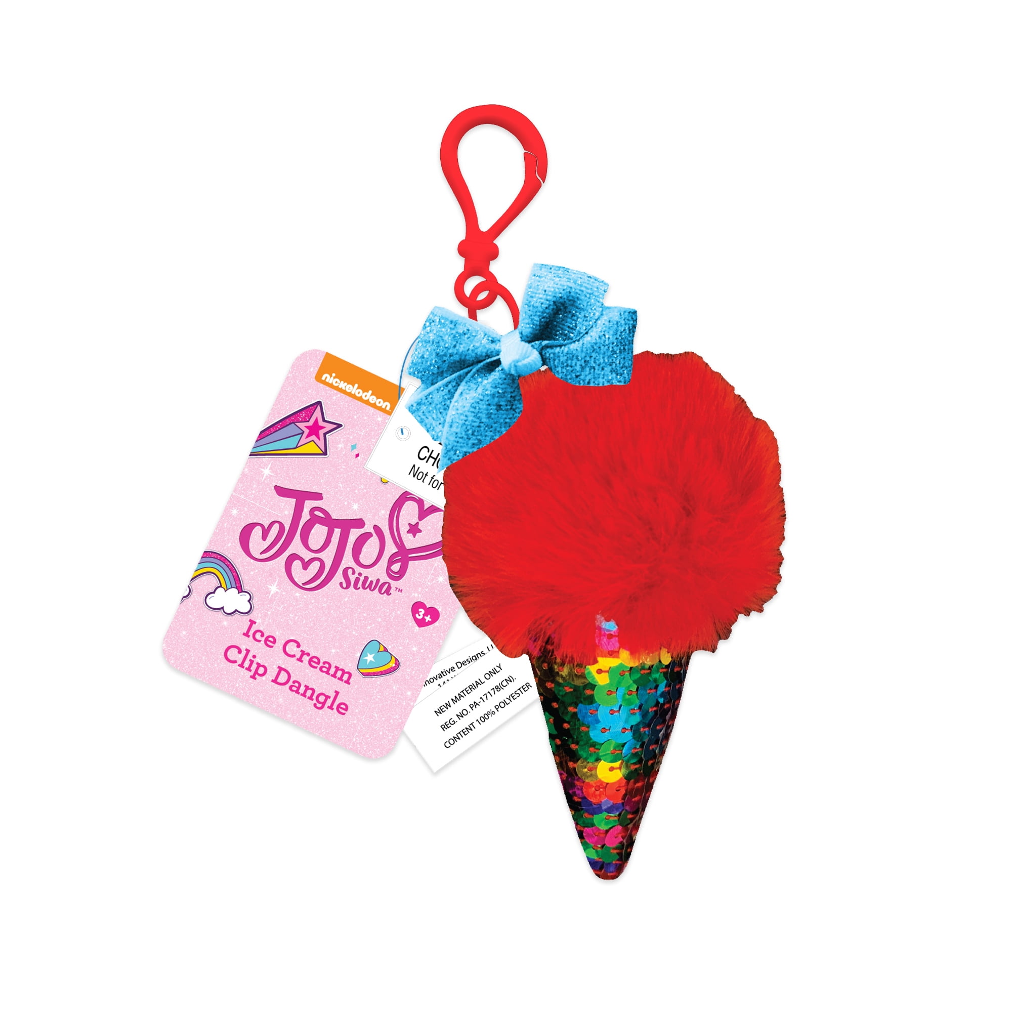 Nickelodeon JoJo Siwa Ice Cream Cone Plush Backpack Clip - Walmart.com