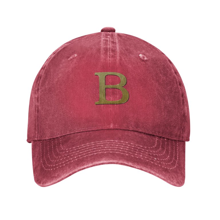 ZICANCN Adjustable Baseball Cap Women, Alphabet B Pattern Hats for Men  Adult Washed Cotton Denim Baseball Caps Fashion, Red