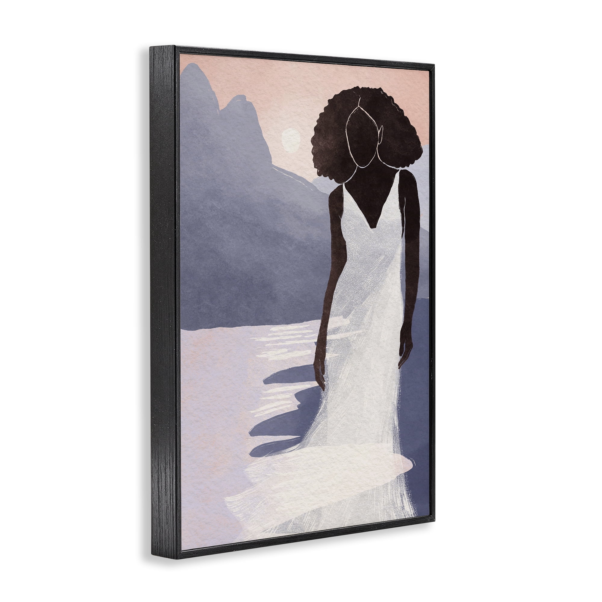 Stupell Industries White Gown Silhouette at Sunset Black Framed Giclee Art, design by Yuyu Pont