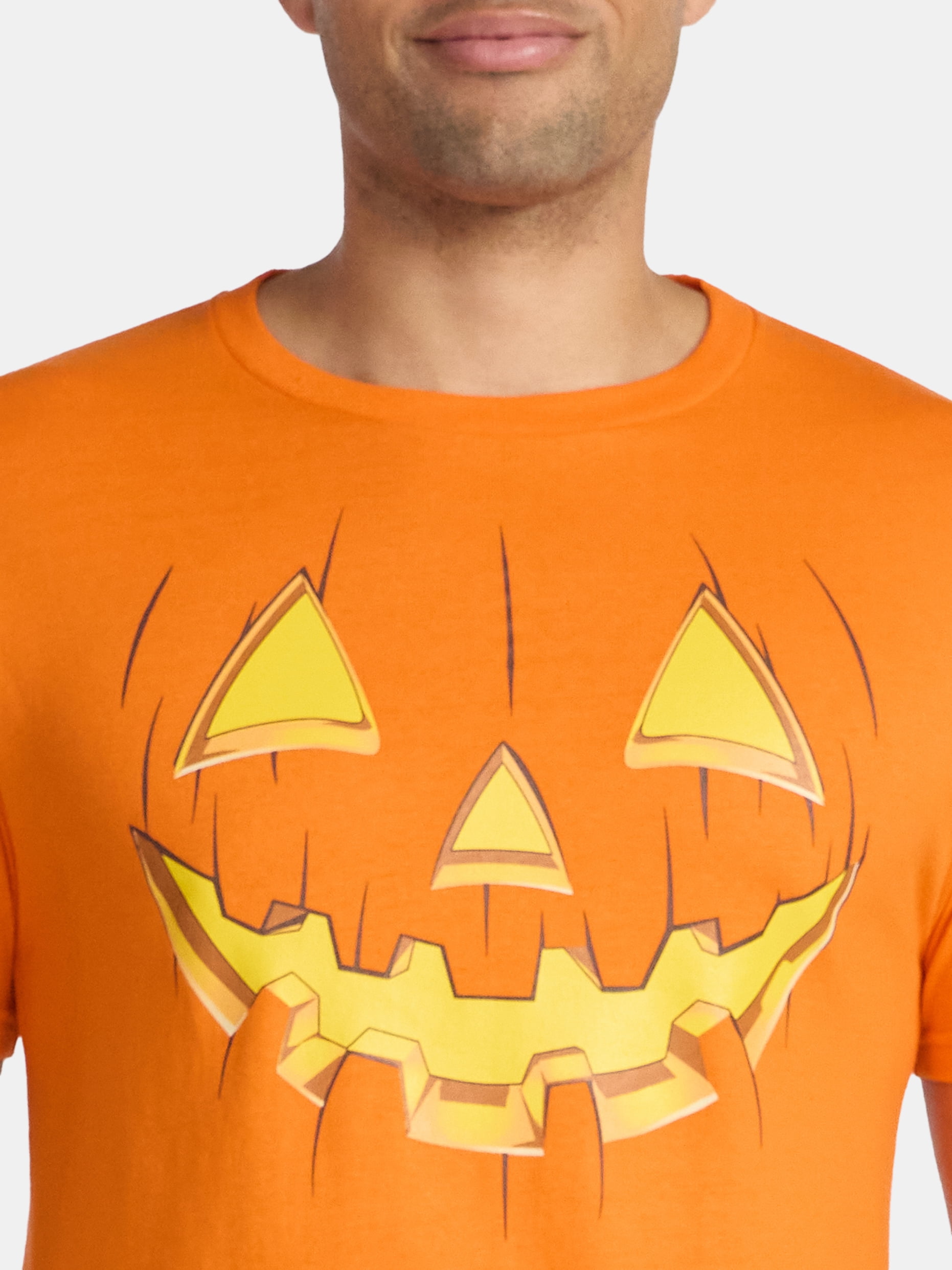 Halloween Men's Pumpkin Jack O' Lantern Smile Graphic Tee Shirt from Way to Celebrate, Sizes XS-3XL