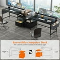 thumbnail image 6 of CRXX 57" Office Desk with Drawers and Printer Space,Computer Desk with Power Outlets,Home Office Desks with File Drawers Cabinet,Study and Gaming Desk with Shelves Monitor Stand-Black, 6 of 8