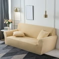 thumbnail image 3 of Dowbom Sofa Cover for 1 2 3 4 Seater,Super Stretch Sofa Slipcover with 2 pcs Pillow Covers Furniture Protector Universal Soft Solid Color Couch Cover for Living Room Bedroom-S(90-140cm)-Beige, 3 of 9