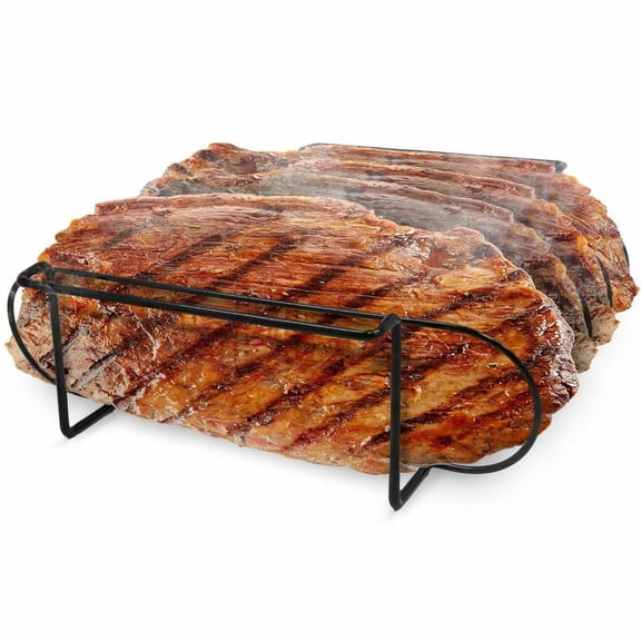 Rib Rack Non-Stick Porcelain Coated Steel Roasting Stand Holds 4 Rib Racks for Bedroom, Living Room, Office