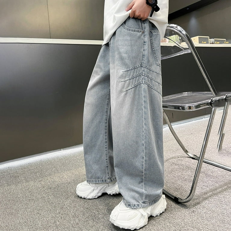 Boys Jeans Pants Pull on Jeans Wide Leg Baggy Pants Boy's Jeans