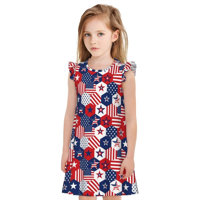 Balery American Stars2 Camisón de princesa para niñas, pijama de algodón con mangas abullonadas, suave y bonito.-Medium