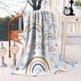 thumbnail image 2 of White Boho Bohemia Rainbows Clouds Hearts Pattern Blanket,Comfortable Soft Flannel Throw Blanket,All Season,Warm Lightweight Blankets for Sofa Bed Couch Living Room Chair,60"x80", 2 of 4