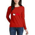 thumbnail image 3 of Hello Kitty Women's Long Sleeve Cotton T-Shirt, Lightweight Crewneck Tee, Modern Fit Red XS, 3 of 5
