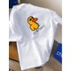 thumbnail image 1 of [Camiseta de pato] Camiseta de algodón con cuello redondo | Gráfico divertido de pato, ligeramente elástica, estampado del alfabeto, corte regular, ideal para verano para niños de 12 años o menos, 1 of 5