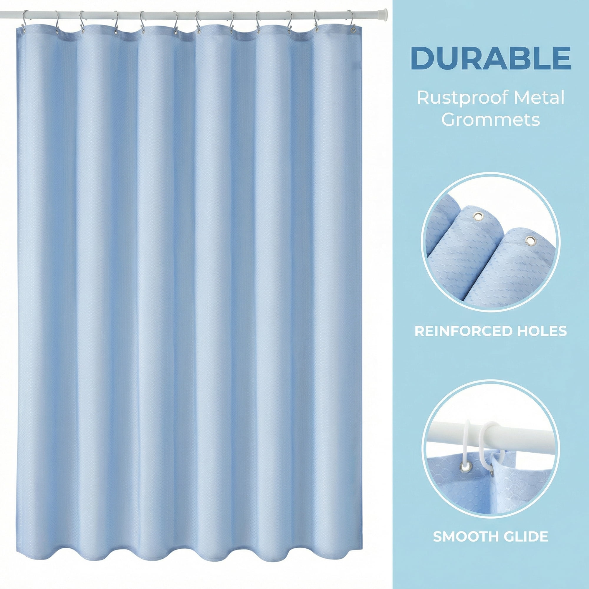 Unique Bargains Geometric Shower Curtain Sets with 12 Hooks Blue 71"W x 71"L