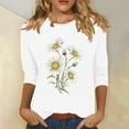 thumbnail image 2 of CYMMPU Tunic Tops 3/4 Sleeve Spring Tops Floral Printed Round Neck Fall Trendy Shirts Loose Fit Blouses for Women Dressy Casual Lightweight Basic Tees White XXXL, 2 of 4
