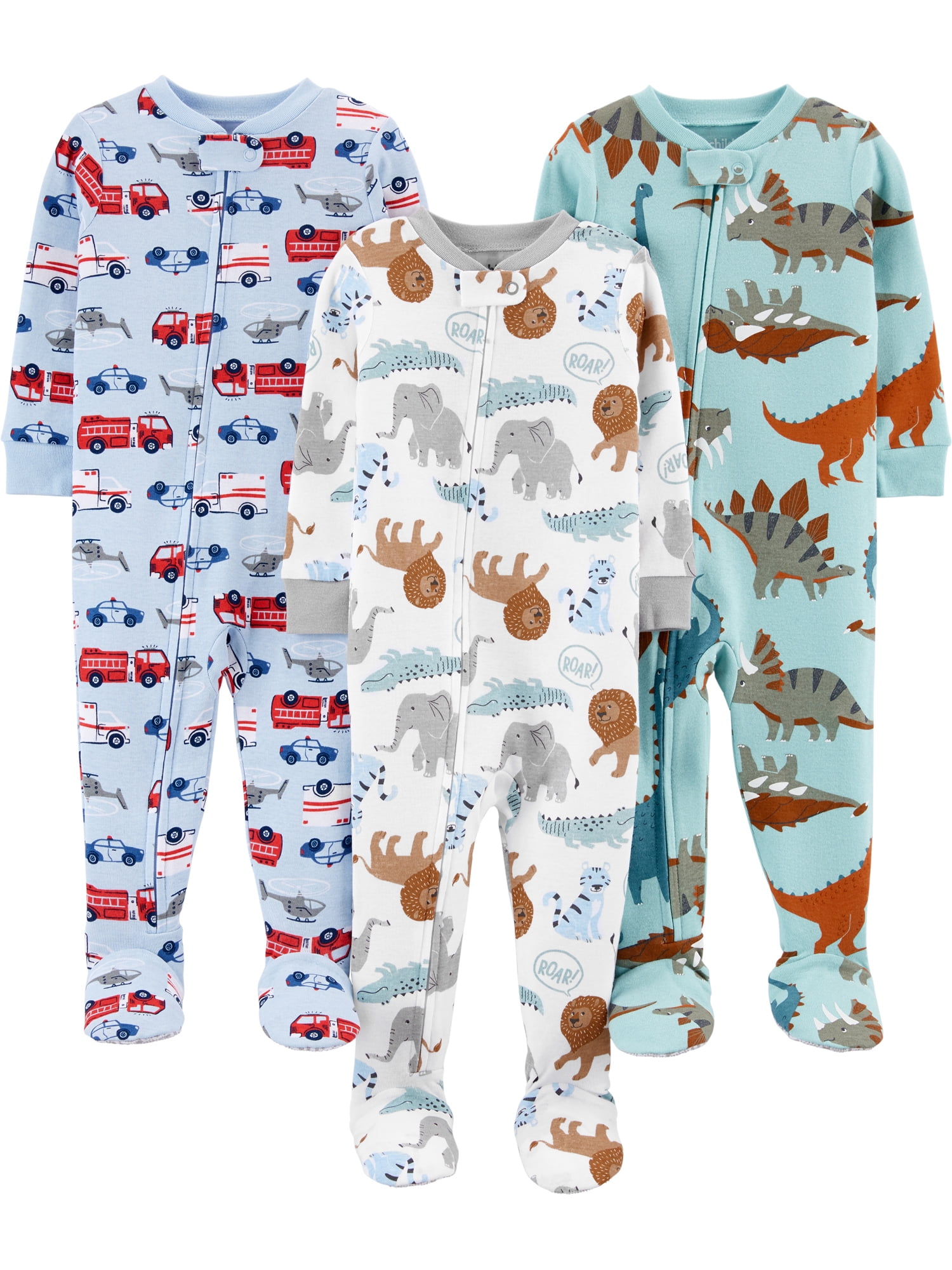 Simple Joys by Carter's Baby and Toddler Boys' 3-Pack Loose Fit Fleece Footless Pajamas