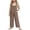 Khaki, variant on Girls Overalls with Adjustable Spaghetti Straps and Side Pockets Kids Casual Sleeveless Wide Leg Jumpsuit Loose Solid Color Rompers,Color:Brick Red,Size:7-8 Years