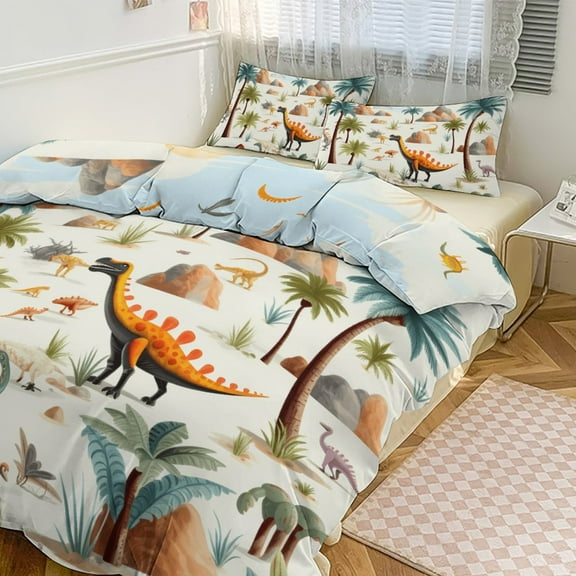 Dinosaur Bedding Sets Twin Duvet Cover 3 Piece Cute Bed Set for Boys Girls Kid