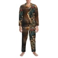 thumbnail image 3 of Naloa Sunshine Butterfly Flower Bear Men’s Pajamas Set - Long Sleeve Button Down Sleep Shirt and Pajama Bottoms Sleepwear Set-Small, 3 of 7