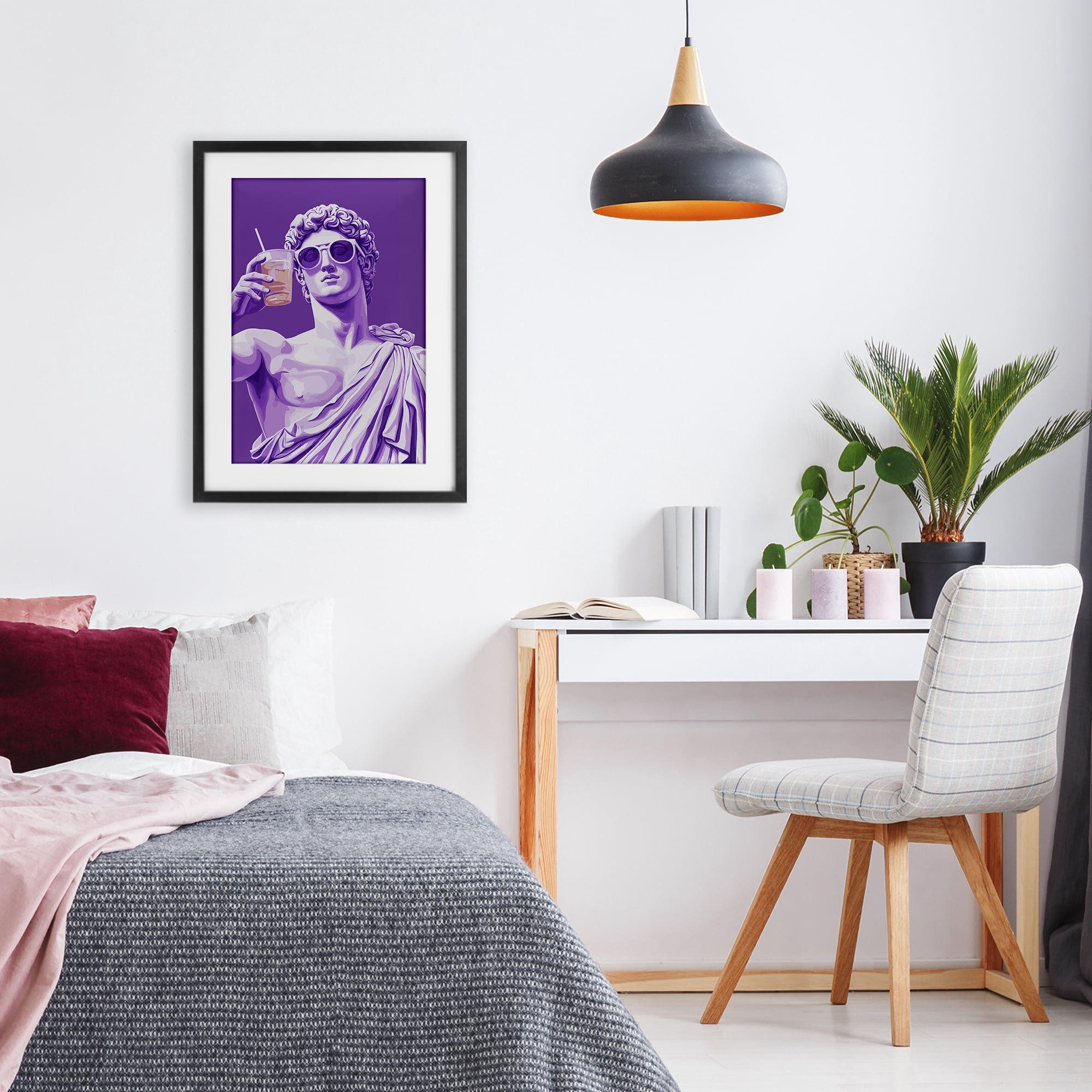 Stupell Industries Greek Statue Cheers Black Framed Print Under Glass, design by Andreas Magnusson