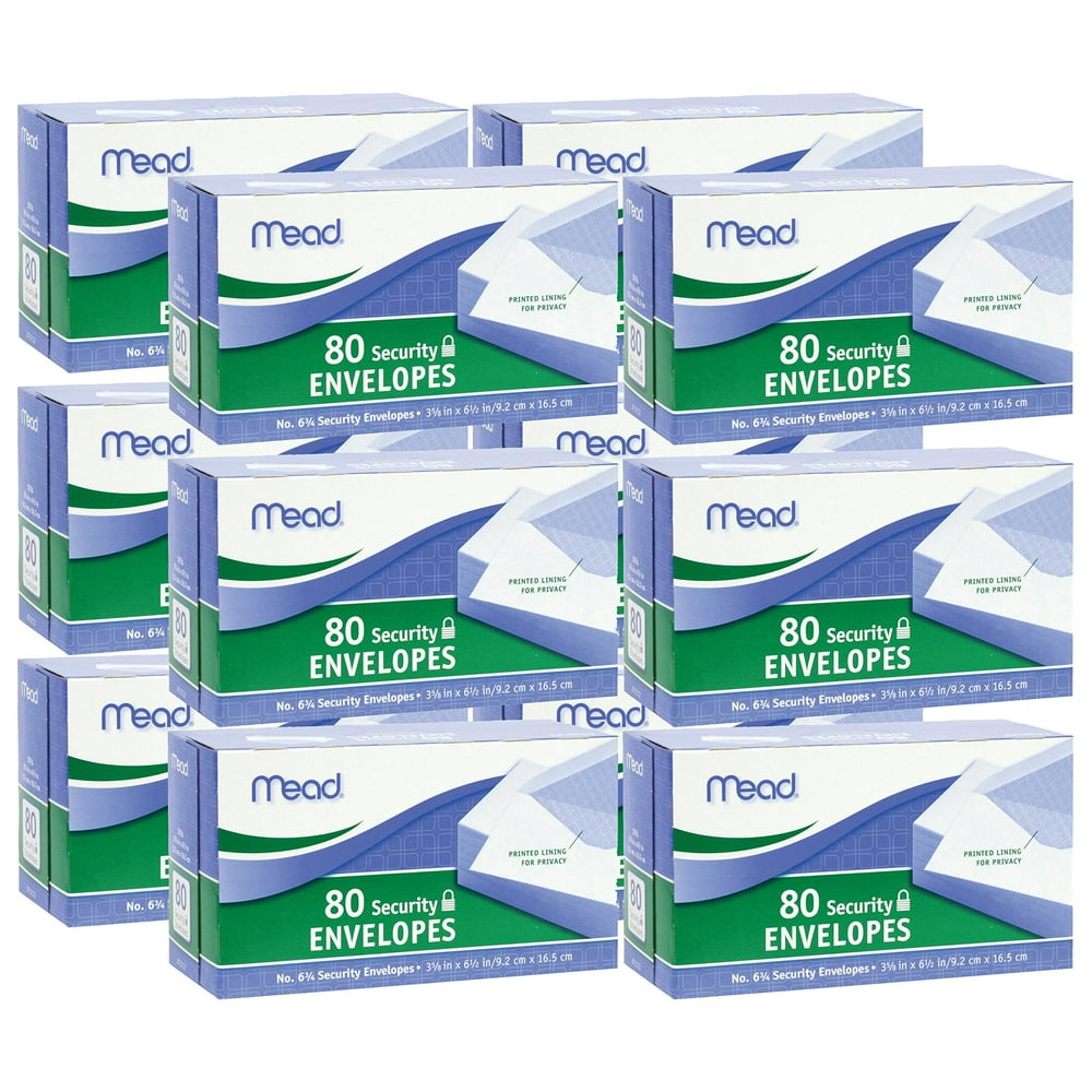 Mead 6 3/4 Security Envelopes, 80 Count (75212), Pack of 12 = 960