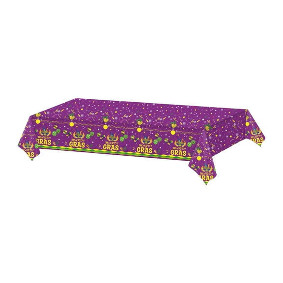 Mardi Gras Tablecloth Party Decorations, Masquerade Dancing Party Tablecloth Decorations, Plastic Purple Table Cover Backdrop for Mardi Gras Carnival Party Supplies and Decors, 4.5 x 9f