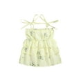 thumbnail image 2 of Xingqing 4 Couleurs d'Été Bébé Filles Mignonne Robe Fleurs Imprimées sur l'Épaule Sans Manches A-Ligne Mini Robe, 2 of 7
