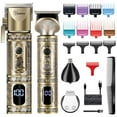 thumbnail image 1 of Hatteker Professional Hair Clipper And T-Blade Trimmer For Men, Beard Nose Hair Multipurpose Grooming Kit LED Display(Gold), 1 of 9