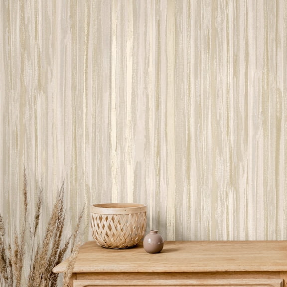 Cream Striking Striped Print Non Woven Non-Pasted Textured Wallpaper 57 Sq. Ft.