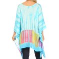 thumbnail image 2 of Sakkas Eliana Wide Long Tall Embroidered Tie Dye Ombre Batik Poncho Top Blouse - Turquoise - One Size, 2 of 5