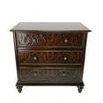 thumbnail image 3 of 32 Inch Classic Wood Dresser Chest, 3 Drawers, Floral Carving, Brass, Brown- Saltoro Sherpi- Saltoro Sherpi, 3 of 5