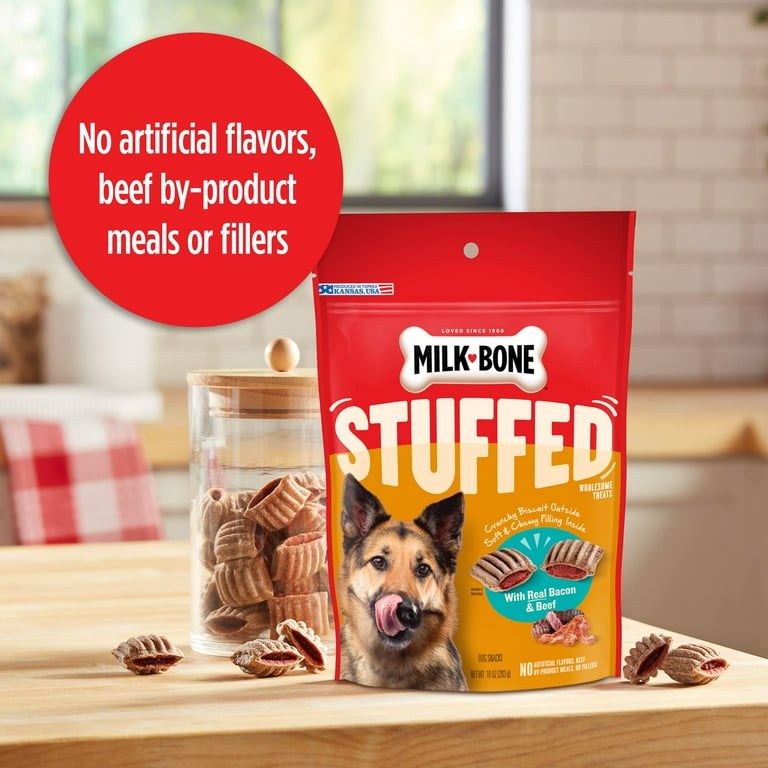 Milk-Bone Crunchy Stuffed Dog Treats with Real Bacon Beef in 10