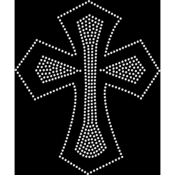 Rhinestone Bling Sparkle Iron On Transfer DIY Christian Cross Clear Crystal