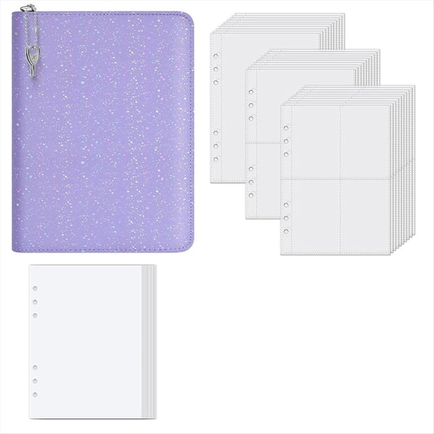 Carpeta Organizadora de Pegatinas de Tapa , Reutilizable, Tamaño A5, Holográfica, para Coleccionar, con 30 Páginas B