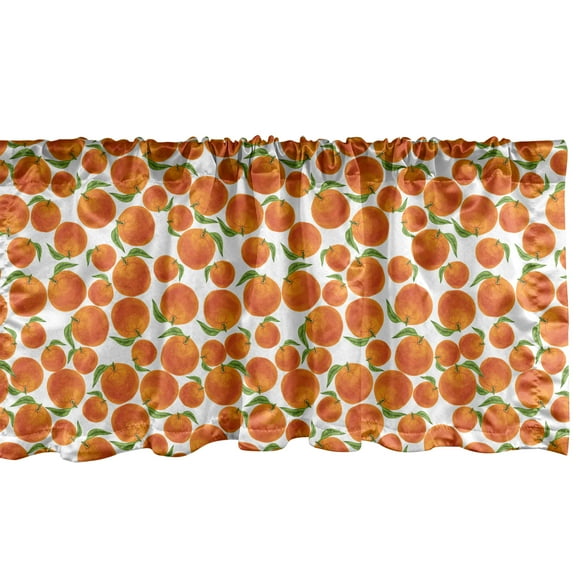 Ambesonne Tangerine Window Valance, Organic Juicy Oranges, 54" X 18", Dark Orange Olive Green
