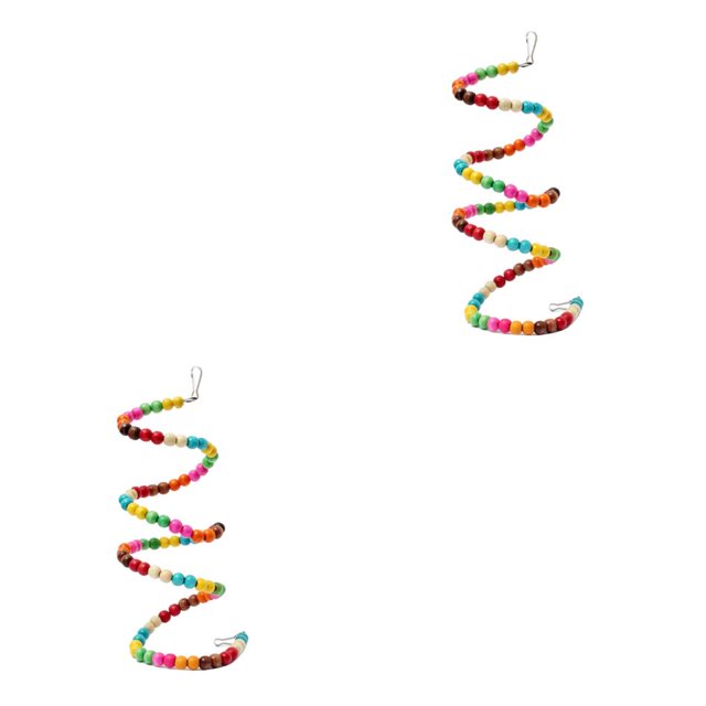 Billuyoard Juguetes para pájaros, cuerda Multicolor colgante, cuentas de madera, jaula para columpio, escalera en para pájaros, Color aleatorio 100cm 2piezas